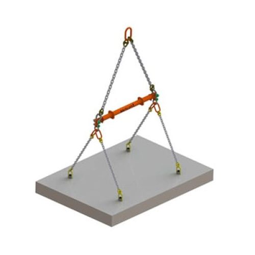 Description: An equipment image showcasing a 3D Lifting Pre-Cast Flooring (Spreader Beam) with a lifting chain attached to it.