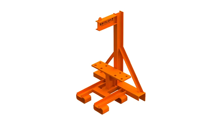 Orange guillotine model with lifting attachments on a white background.