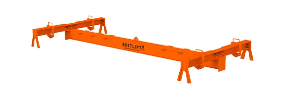 Orange industrial spreader beam for lifting heavy loads, a key component of lifting equipment.