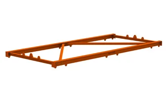Orange rectangular lifting frame with cross-bracing, viewed from an angle against a white background.